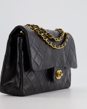 Chanel Vintage Black Medium Classic Double Flap Bag in Lambskin Leather with 24K Gold Hardware