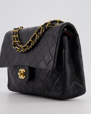 Chanel Vintage Black Medium  Classic Double Flap Bag in Lambskin Leather with 24K Gold Hardware