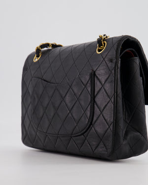 Chanel Vintage Black Medium  Classic Double Flap Bag in Lambskin Leather with 24K Gold Hardware