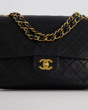 Chanel Vintage Black Medium  Classic Double Flap Bag in Lambskin Leather with 24K Gold Hardware