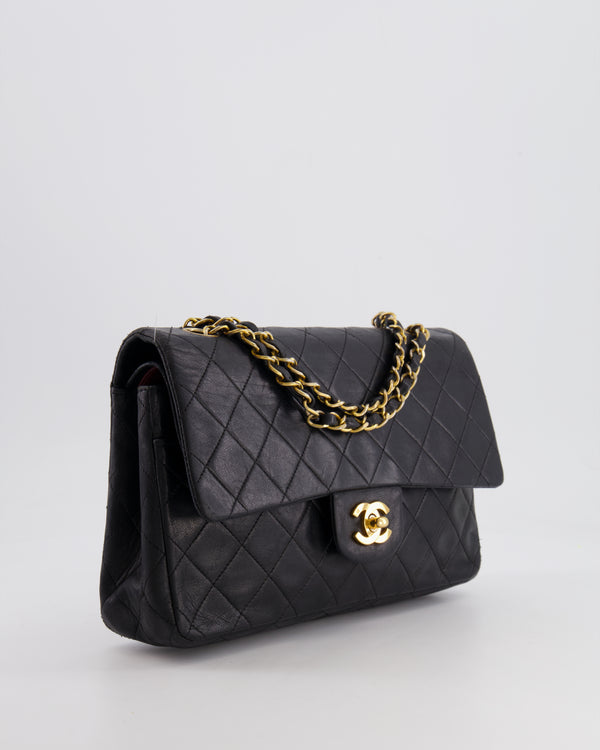 Chanel Vintage Black Medium  Classic Double Flap Bag in Lambskin Leather with 24K Gold Hardware