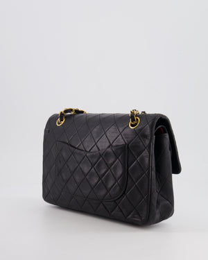 Chanel Vintage Black Medium  Classic Double Flap Bag in Lambskin Leather with 24K Gold Hardware