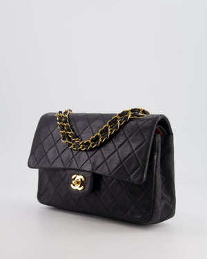 Chanel Vintage Black Medium  Classic Double Flap Bag in Lambskin Leather with 24K Gold Hardware