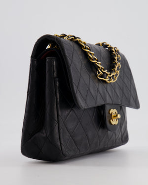 Chanel Vintage Black Medium  Classic Double Flap Bag in Lambskin Leather with 24K Gold Hardware