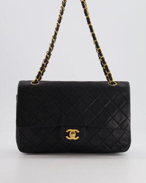 Chanel Vintage Black Medium  Classic Double Flap Bag in Lambskin Leather with 24K Gold Hardware