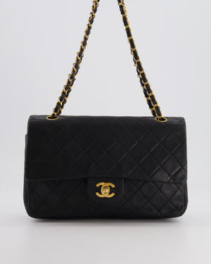 Chanel Vintage Black Medium  Classic Double Flap Bag in Lambskin Leather with 24K Gold Hardware