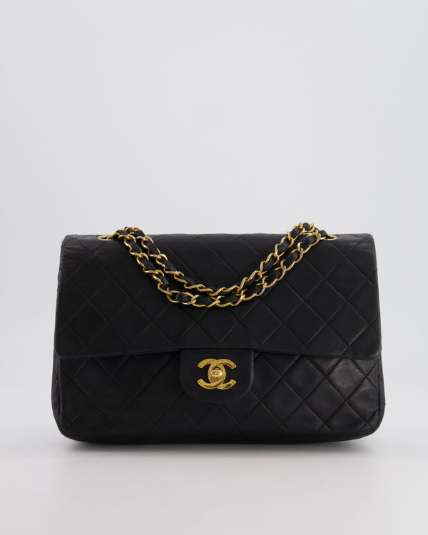 Chanel Vintage Black Medium  Classic Double Flap Bag in Lambskin Leather with 24K Gold Hardware