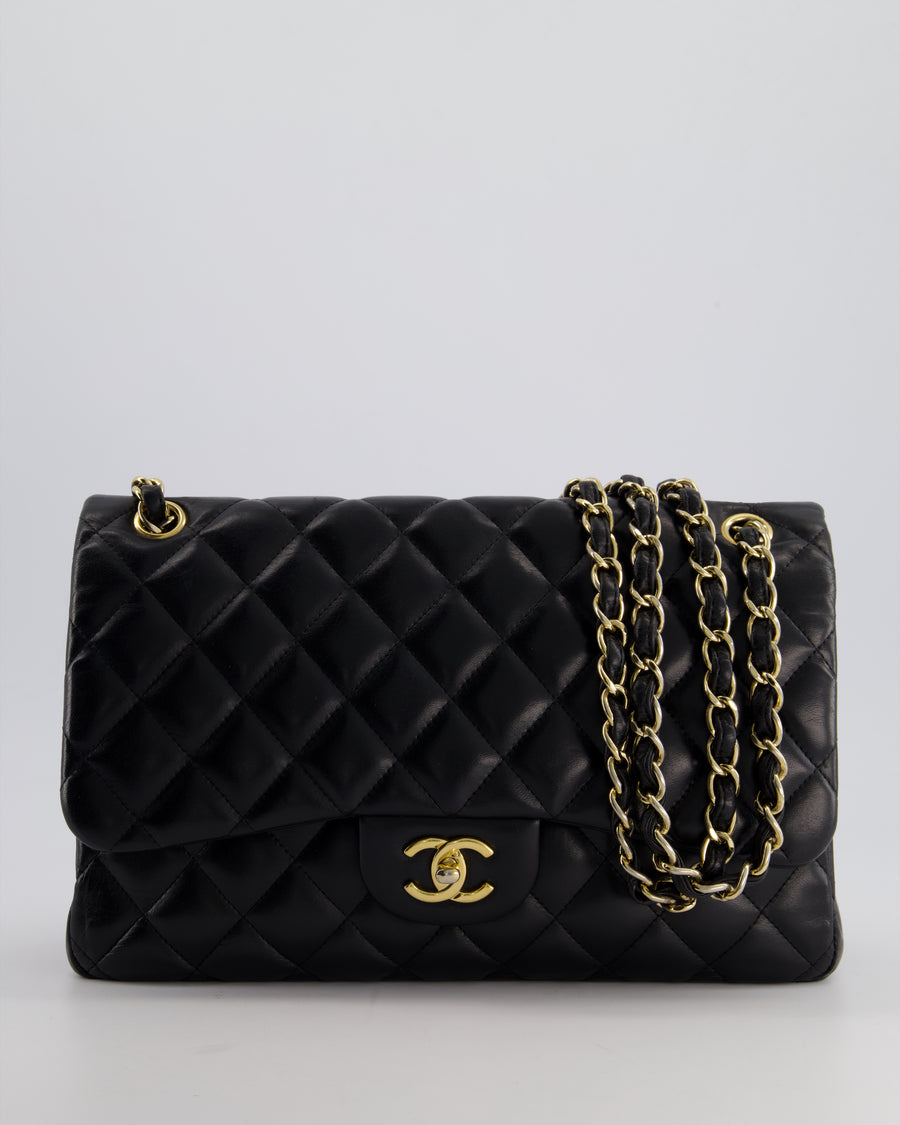 Chanel Black Jumbo Classic Double Flap Bag in Lambskin with Gold Hardware Bag