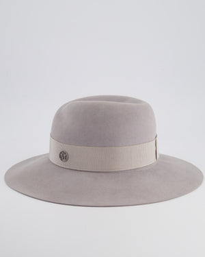 Maison Michel Paris Grey Wool Felt Hat with Black Bandeaux Detail