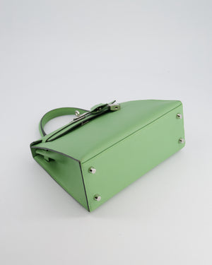 *HOT* Hermes Kelly Sellier 25cm Bag in Vert Criquet Epsom Leather with Palladium Hardware