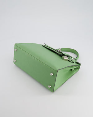 *HOT* Hermes Kelly Sellier 25cm Bag in Vert Criquet Epsom Leather with Palladium Hardware