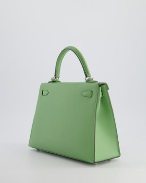 *HOT* Hermes Kelly Sellier 25cm Bag in Vert Criquet Epsom Leather with Palladium Hardware