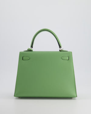 *HOT* Hermes Kelly Sellier 25cm Bag in Vert Criquet Epsom Leather with Palladium Hardware