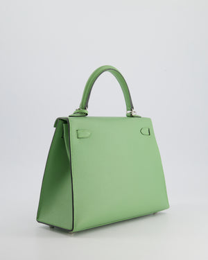 *HOT* Hermes Kelly Sellier 25cm Bag in Vert Criquet Epsom Leather with Palladium Hardware