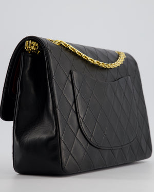 Chanel Black Vintage Medium Lambskin Classic Flap with Stitched Edge and 24K Gold Hardware