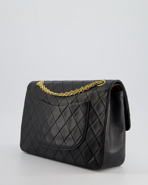 Chanel Black Vintage Medium Lambskin Classic Flap with Stitched Edge and 24K Gold Hardware