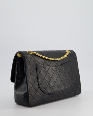 Chanel Black Vintage Medium Lambskin Classic Flap with Stitched Edge and 24K Gold Hardware