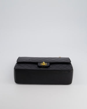 Chanel Black Vintage Medium Lambskin Classic Flap with Stitched Edge and 24K Gold Hardware