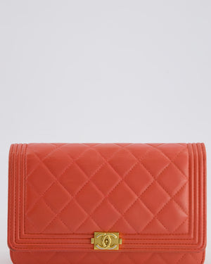 *FIRE PRICE* Chanel Coral Boy Wallet On Chain with Champagne Gold Hardware