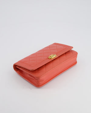 *FIRE PRICE* Chanel Coral Boy Wallet On Chain with Champagne Gold Hardware