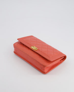 *FIRE PRICE* Chanel Coral Boy Wallet On Chain with Champagne Gold Hardware