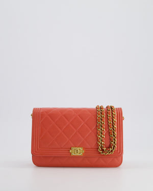 *FIRE PRICE* Chanel Coral Boy Wallet On Chain with Champagne Gold Hardware