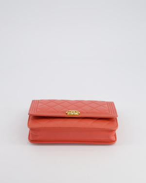 *FIRE PRICE* Chanel Coral Boy Wallet On Chain with Champagne Gold Hardware