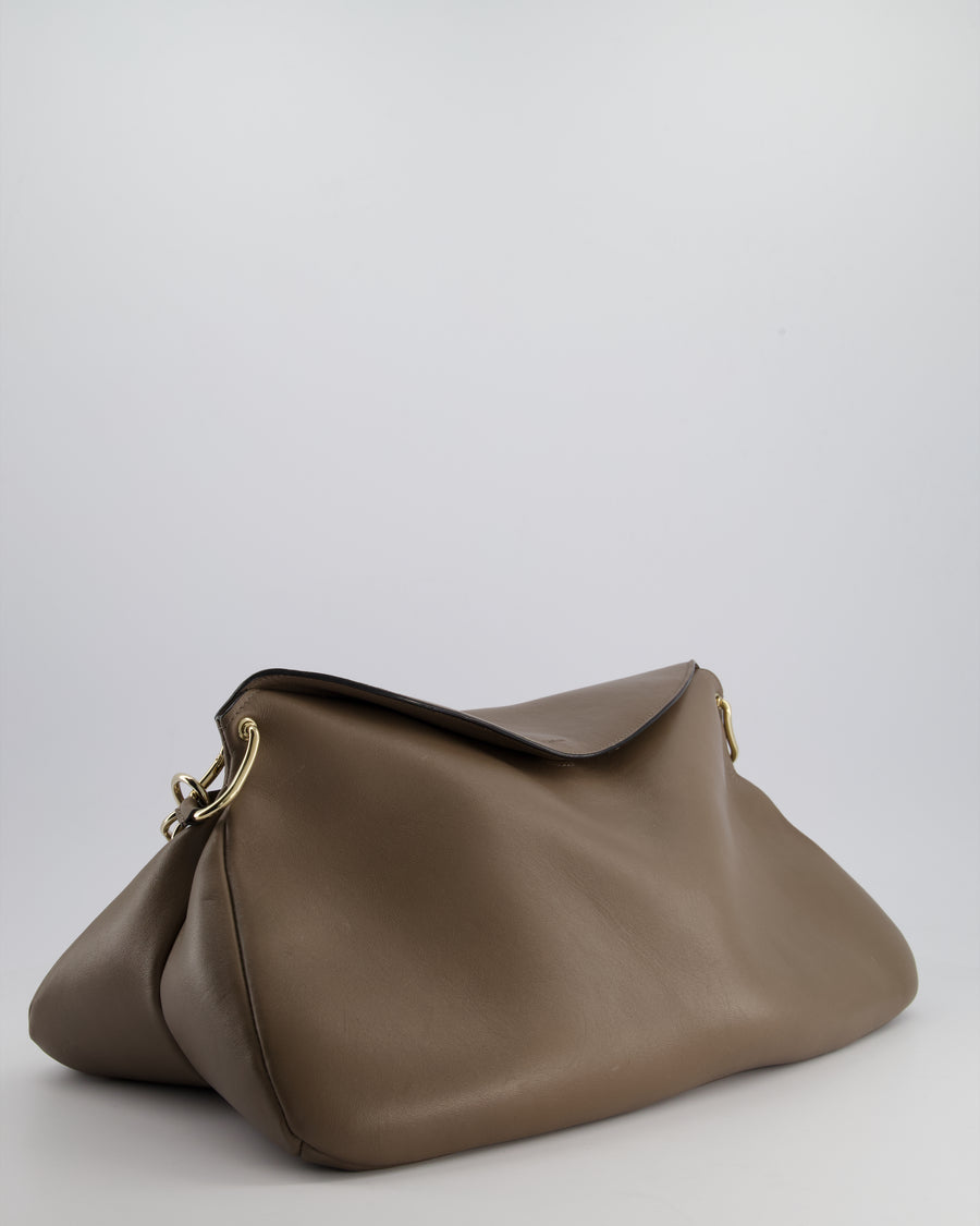 Chloé Taupe Juana Tote Bag With Silver Chain Shoulder Strap