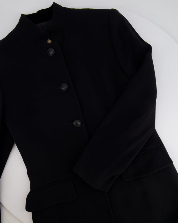 Hermes Black Blazer Jacket with Velvet Collar Detail Size FR 38 (UK 10)