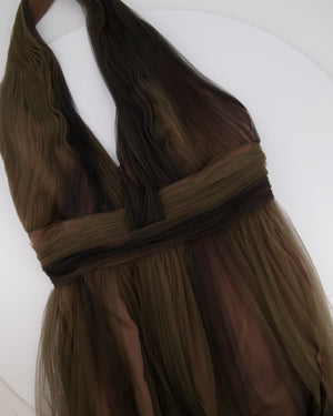 Elie Saab Brown Ombre Sleeveless Tulle Maxi Gown Size FR 46 (UK 18)