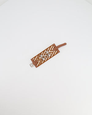 Hermès Limited Edition Gold and White ZigZag Canvas/Leather Bracelet Size T1 (Small)