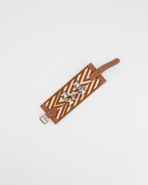 Hermès Limited Edition Gold and White ZigZag Canvas/Leather Bracelet Size T1 (Small)