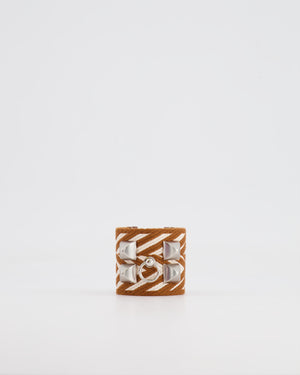 Hermès Limited Edition Gold and White ZigZag Canvas/Leather Bracelet Size T1 (Small)