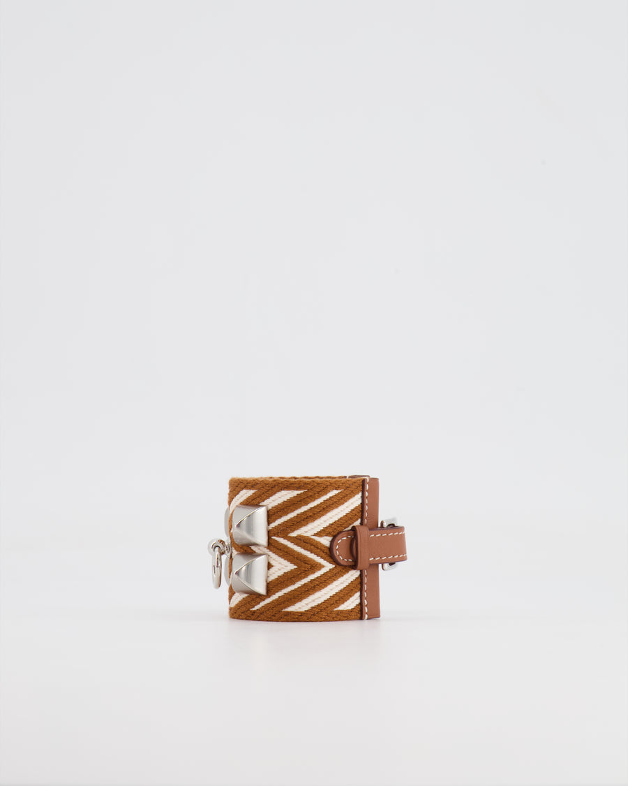 Hermès Limited Edition Gold and White ZigZag Canvas/Leather Bracelet Size T1 (Small)