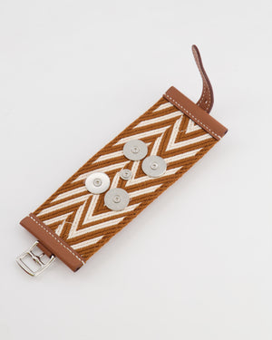 Hermès Limited Edition Gold and White ZigZag Canvas/Leather Bracelet Size T1 (Small)