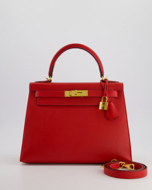 Hermès Kelly 28cm Sellier Bag in Rouge Casaque Epsom Leather with Gold Hardware