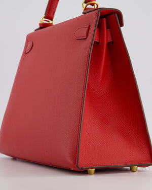 Hermès Kelly 28cm Sellier Bag in Rouge Casaque Epsom Leather with Gold Hardware