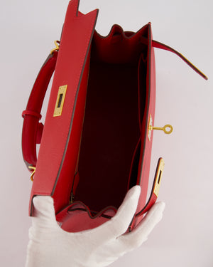 Hermès Kelly 28cm Sellier Bag in Rouge Casaque Epsom Leather with Gold Hardware