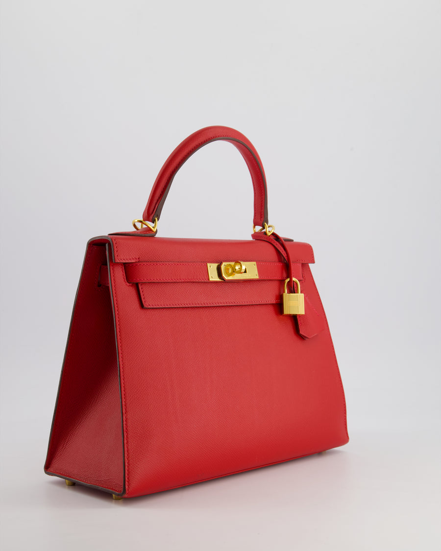 Hermès Kelly 28cm Sellier Bag in Rouge Casaque Epsom Leather with Gold Hardware