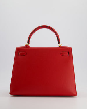 Hermès Kelly 28cm Sellier Bag in Rouge Casaque Epsom Leather with Gold Hardware