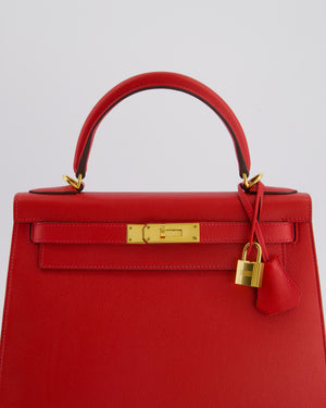 Hermès Kelly 28cm Sellier Bag in Rouge Casaque Epsom Leather with Gold Hardware