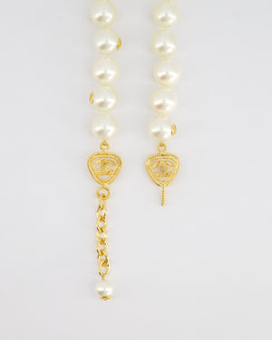 *HOT* Chanel White Pearl Chocker Necklace with Yellow Gold Logo Details