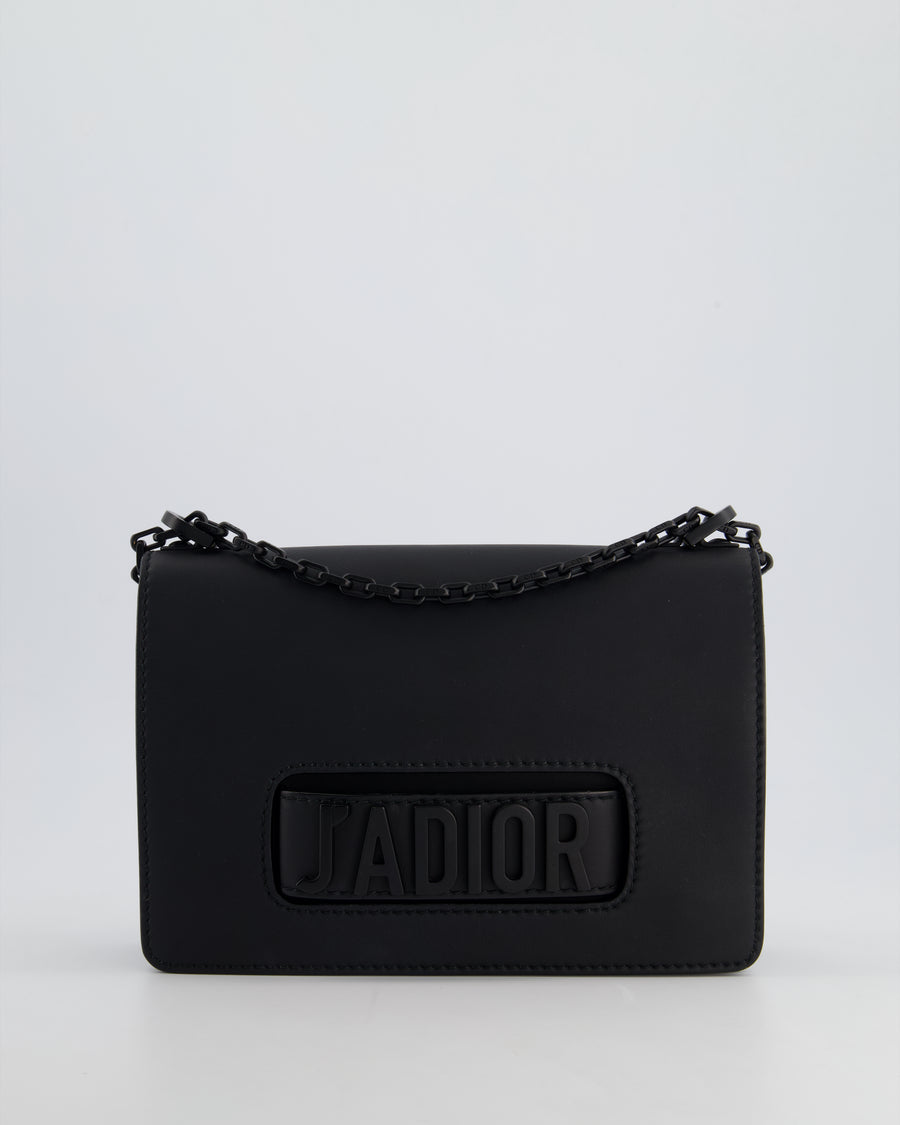 *FIRE PRICE* Christian Dior Black Matte J'Adior Medium Flap Bag in Smooth Calfskin Leather with Black Hardware