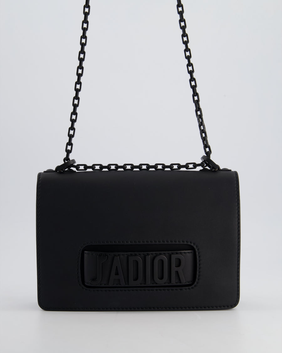 *FIRE PRICE* Christian Dior Black Matte J'Adior Medium Flap Bag in Smooth Calfskin Leather with Black Hardware