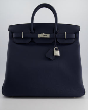 *RARE* Hermès HAC Bag 40cm in Bleu Abysse Togo Leather With Palladium Hardware