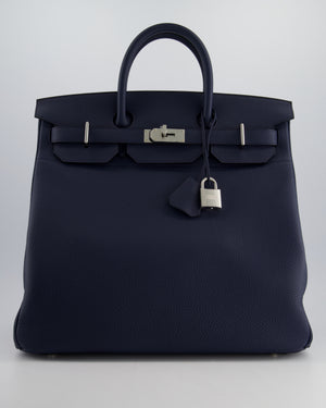 *RARE* Hermès HAC Bag 40cm in Bleu Abysse Togo Leather With Palladium Hardware