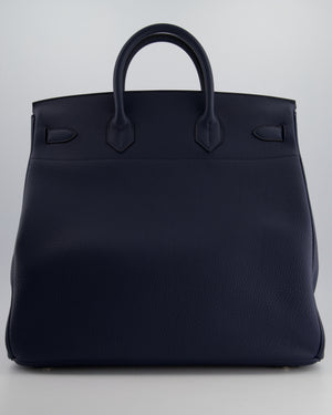 *RARE* Hermès HAC Bag 40cm in Bleu Abysse Togo Leather With Palladium Hardware