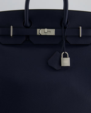 *RARE* Hermès HAC Bag 40cm in Bleu Abysse Togo Leather With Palladium Hardware