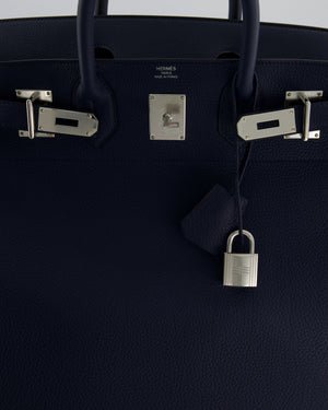 *RARE* Hermès HAC Bag 40cm in Bleu Abysse Togo Leather With Palladium Hardware