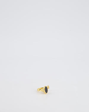 Hermès Cor Ring in Plated Yellow Gold with Black Swift Leather Detail